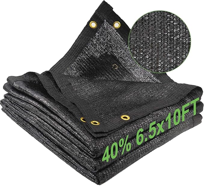 Shade Cloth for Garden, 40% 6.5 x 10 FT Greenhouse Shade Cloth Black Mesh Tarp with Reinforced Grommets, Resistant Sun Shade Net for Plants Cover, Vegetables, Patio, Chicken Coop Sunshade