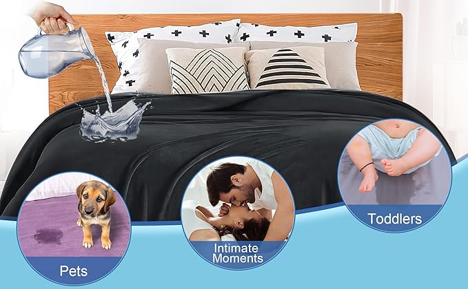 King Size Waterproof Blanket, Spill-Proof, Stain Proof, Water Proof & Mess-Free Cozy Flannel Splash Blanket, Reversible & Oversize (Passion Red & Midnight Black, 90x108)