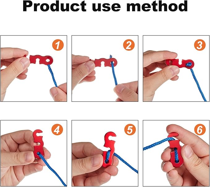 SATINIOR Guyline Tensioner Aluminum Alloy Tent Cord Paracord Tensioner Guy Line Rope Adjusters Cam Jam Cord Tighteners for Outdoor Tent Camping Hiking Accessories