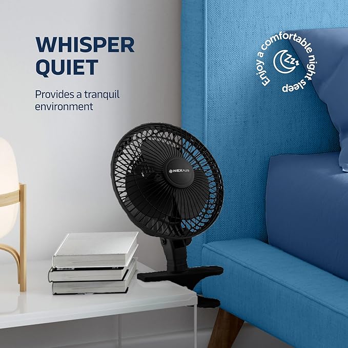 6-Inch Portable Desk or Clip-on Fan with Two Quiet Speeds - Small Personal Cooling Fan for Desk, Home, Bedroom and Office, 180° Adjustable Tilt up- down 360° Rotation, Strong wide Clamp Grip
