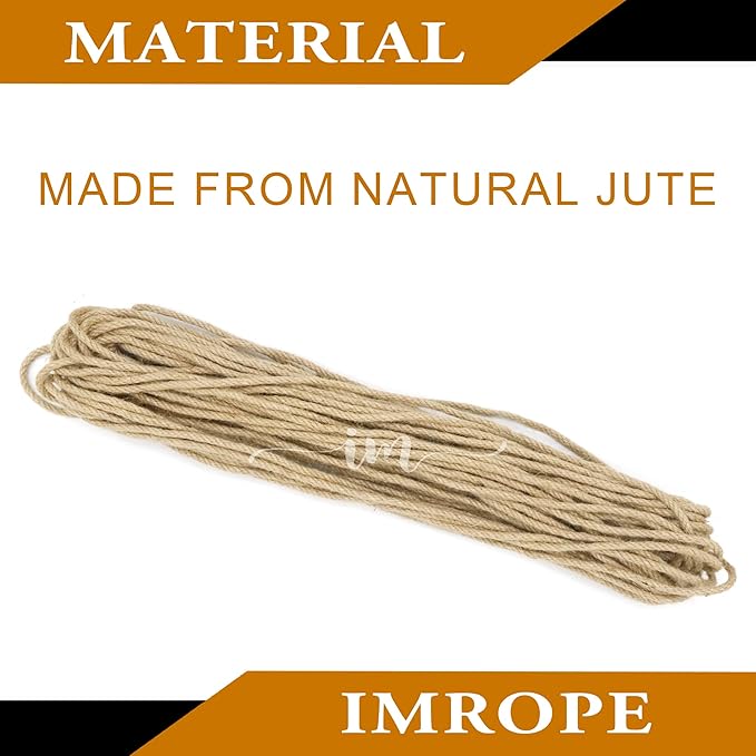 4mm x 200 Feet Natural Jute Rope, Twine for Gardening Tomato Climbing Plant Tie Floristry Crafts Gift Wrapping Packing Decor