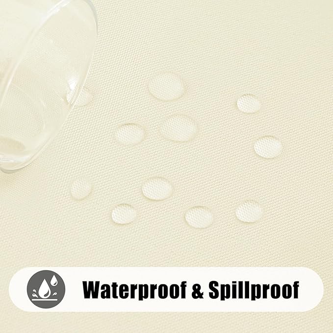 Smiry 2 Pack Rectangle Picnic Table Cloth, Waterproof Elastic Fitted Tablecloths, Washable Polyester Rectangular Patio Table Cover for Camping, Indoor and Outdoor (Beige, 30"x60")