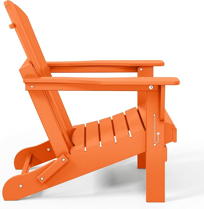 WestinTrends Malibu HDPE Outdoor Patio Folding Poly Adirondack Chair, Orange