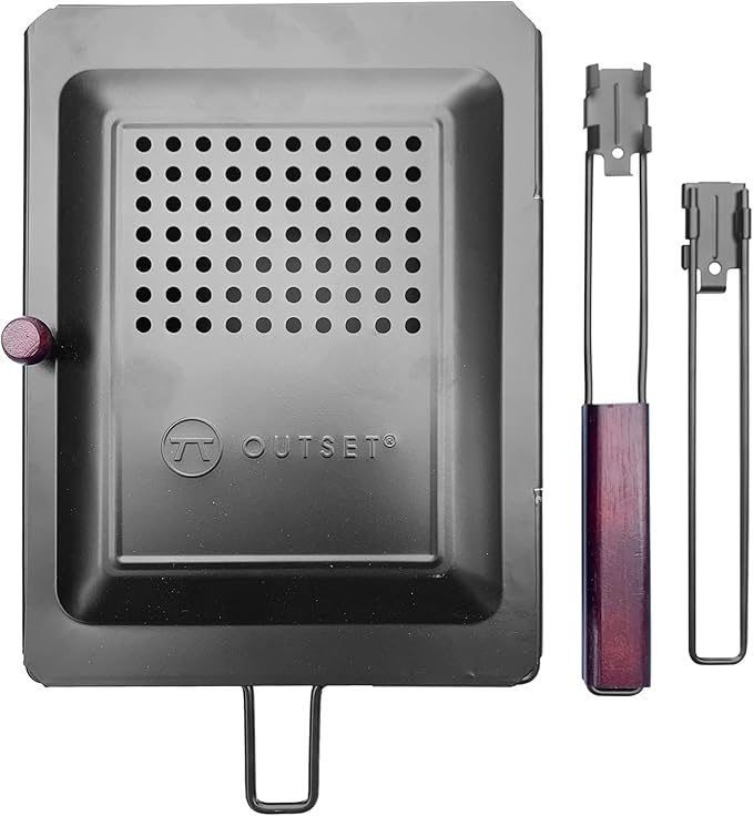 Outset Non-Stick Popcorn Tray With Removable Handle For Grill, Stove and Campfire