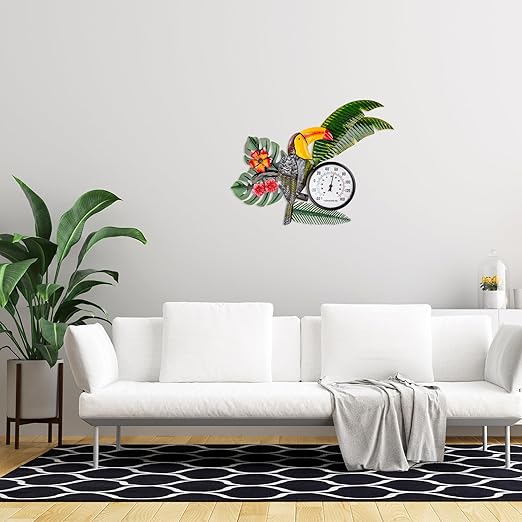 27" Outdoor Thermometer, Large Thermometer Outdoor Waterproof, Toucan Decorative Outdoor Thermometers for Patio, Home, Backyard, Living Room