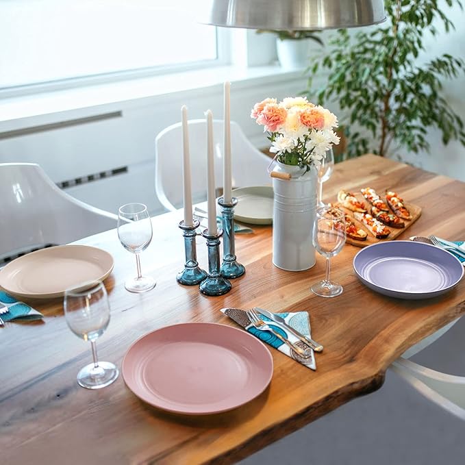 shopwithgreen Lightweight Unbreakable Wheat Straw Plates - Extra Large-4 Pack 8.8'' Deep Dinner Plates, Dishwasher Microwave Safe, Healthy Dessert, Kids,Toddler Adult