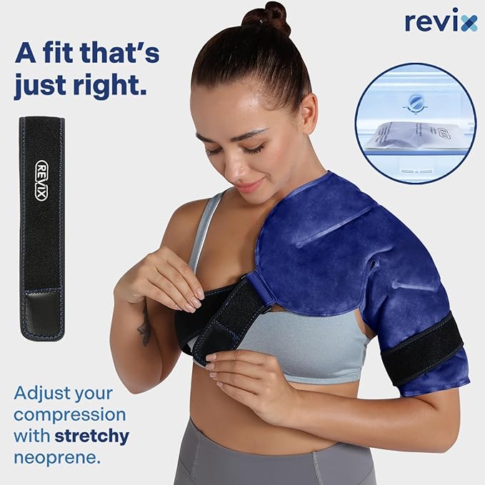 REVIX Shoulder Ice Pack Rotator Cuff Cold Therapy, Ice Packs for Injuries Reusable Gel for Shoulders Pain Relief, Bursitis and Swelling, Cold Compress Shoulder Ice Wrap