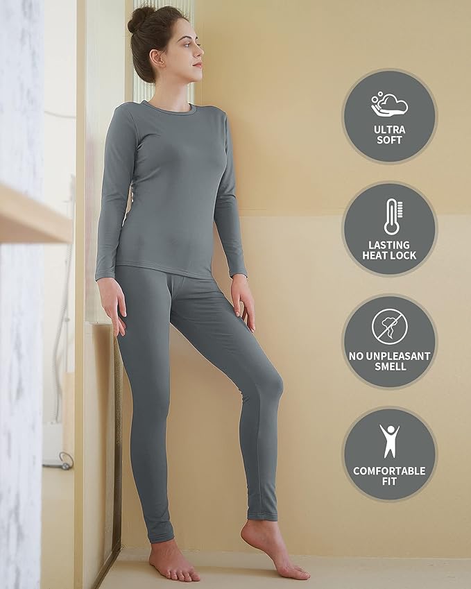 WEERTI Thermal Underwear for Women Long Johns with Fleece Lined, Base Layer Women Cold Weather Top Bottom
