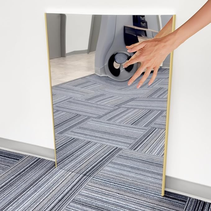 Glassless Large Mirror Shatterproof Unbreakable Wall Mirror for Gym, Dance Studio, Home Workout Room – 0.04mm Nano Film – Gold 26" x 60"