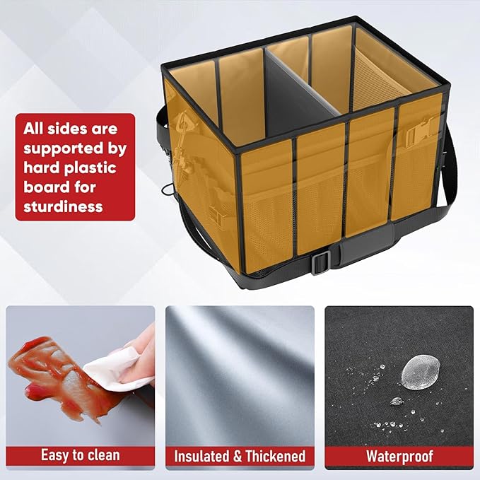 FANGSUN Grill Caddy, BBQ Caddy with Lid & Paper Towel Holder, Picnic Griddle Caddy for Outdoor Camping, Barbecue Accessories Organizer for Utensil Grilling Tool, Must Haves for Camper, Tailgate, RV