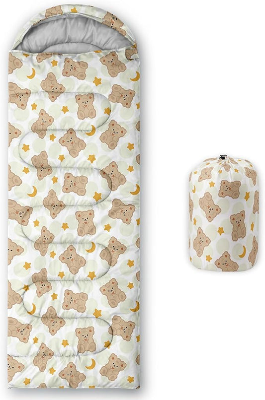 AILONEN Pink Lovely Rabbit Sleeping Bag for Girls Kids Adults,Warm and Cool Weather,Lightweight,Waterproof Backpacking,Cartoon Flowers Printed Bunny Sleeping Bag for Camping