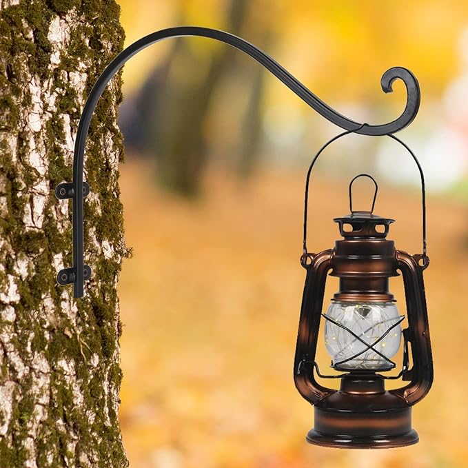 4Pack Heavy Duty Plant Hanger, 16inch Outdoor Hanging Plant Bracket, 60lbs Bearing Capacity Metal Wall Flower Pot Hanger Hooks, Wall Hanging Hooks for Wind Chimes, Bird Feeders, Lanterns