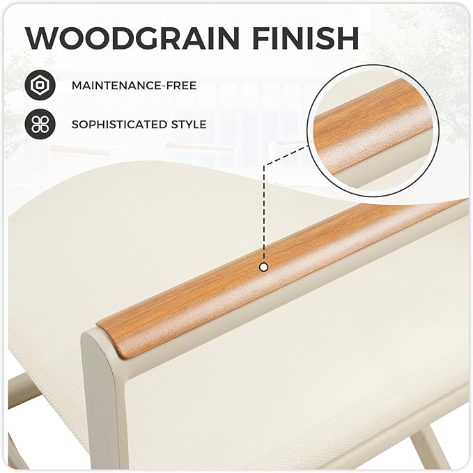 Grand patio Extra-Wide 4-Pack Directors Chairs, Folding Dining Chair Set of 4 with Sling and Woodgrain Armrests, Outdoor, Apricot