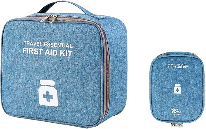 First Aid Bags Empty, Travel Medicine Bag, Medical Supplies Organizer Bag, Portable Kit for Traveling, Car, Home, Camping, Office, Hiking, Outdoor (Cationic Sky Blue)