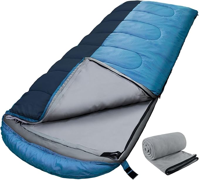 XL 10 Degree Sleeping Bags Waterproof for Adults 350GSM Machine Washable with Compression Sack for 3-4 Season Camping Outdoor