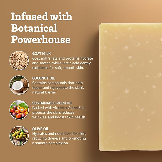 Southern Natural Goat Milk Soap Bar - Oatmeal Milk & Honey 3 Pack - For Dry Sensitive Skin. Natural, Handmade Soap For Men, Women, Kids, Face & Body