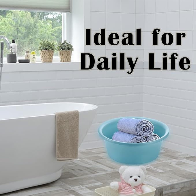 4 Pack Round Plastic Wash Basin, 5 Quart Small Basin Tub Stackable Camping Basin for Washing Face, Fruit, Dishes, Bottles, Home Kitchen Sink, 11.6 X 4.3 Inches, 4 Colors