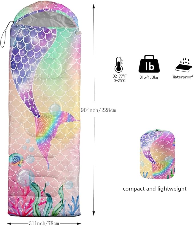 Kids Sleeping Bag for Boys Girls,3D Basketball Print-Lightweight Warm Portable Outdoor Indoor-Waterproof Cold Weather Resistant Sleeping Bag for Camping Hiking