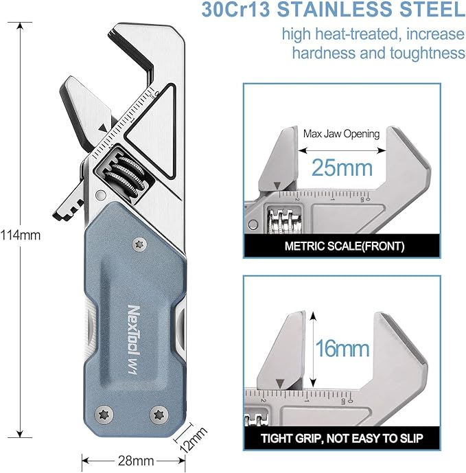 NexTool EDC Multi Tool, 6 in 1 Wrench Multitool with Knife, Flat/Phillips Screwdriver and Bottle Opener, Bike Multitool with 9 in 1 Bits Set and Nylon Pouch for Cycling Maintenancen, Household Repairs
