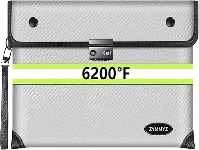 Upgraded 6200°F Fireproof Document Bag Waterproof with Zipper,9 Layers of Heat Insulated Materials,Fireproof Money Bag for Cash,Valuables and Important Documents