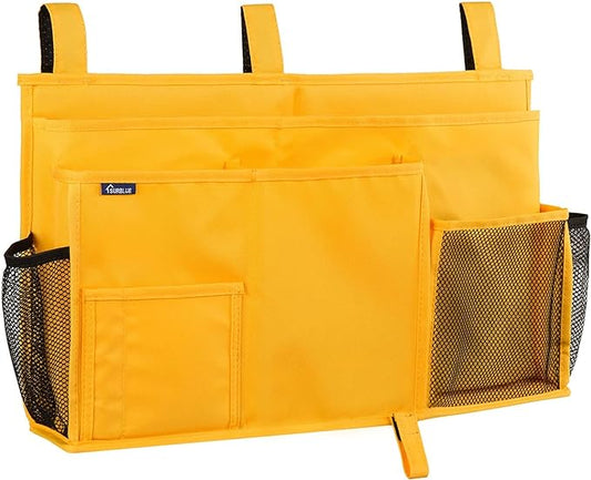 Surblue Caddy Hanging Organizer Bedside Storage Bag for Bunk and Hospital Beds, Yellow, L