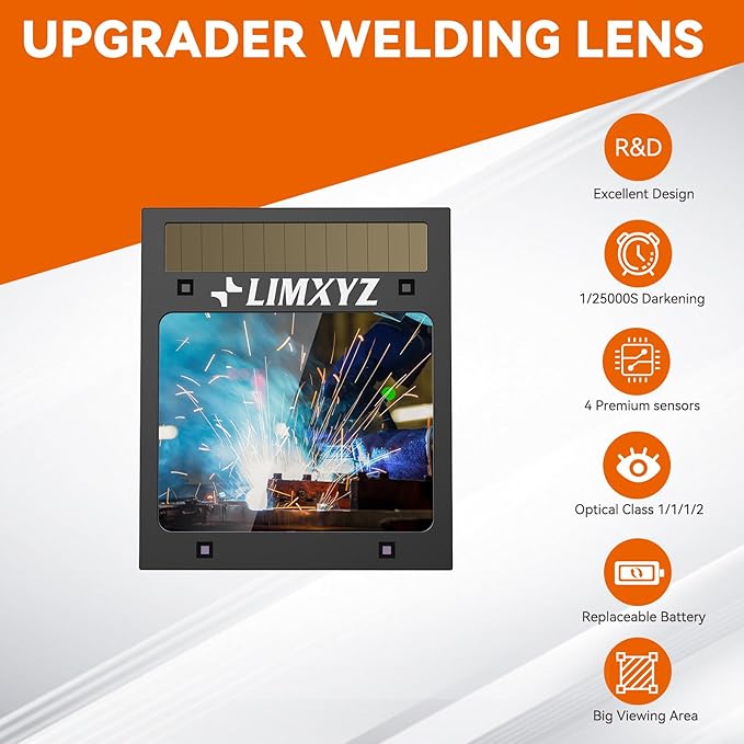 Auto Darkening Welding Lens True Color 5.24"x4.49" with 4 Arc Sensors, Adjustable Shade 4/9-13 for Welding Helmets/Hoods | Automatic Darkening Lens & Premium Welding Helmet Accessories