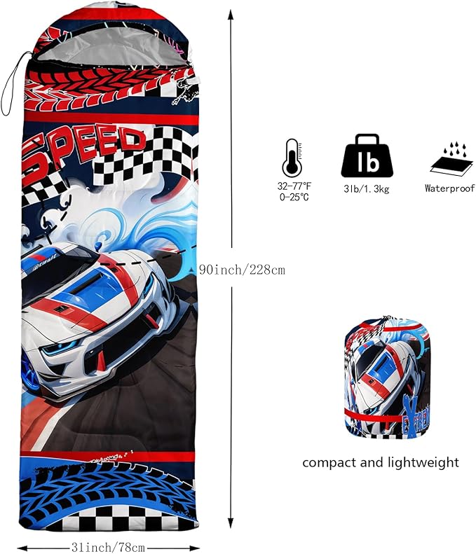 Print sleeping bag,sleeping bags,Outdoor Camping Sleeping Bag，Suitable For Children Boys And Girls Portable,Waterproof,Compact And Lightweight,Great For Outdoor Camping,Backpacking And Hiking