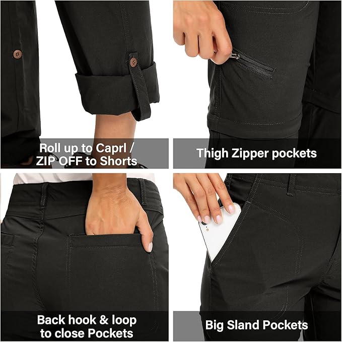 Women's Hiking Pants Convertible Zip Off Lightweight Quick Dry Outdoor Travel Camping Safari fising Pants