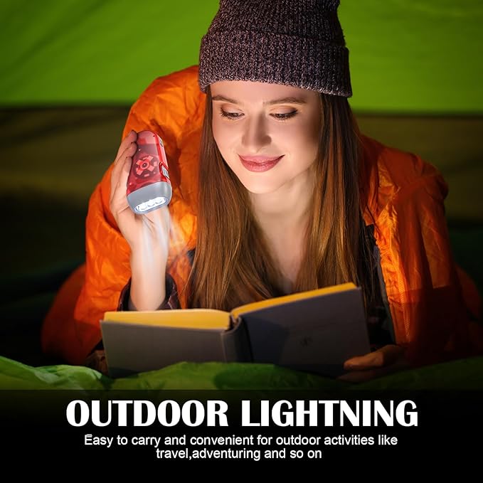 Mudder 24 Pieces Hand Crank Flashlight with LED Self Powered Charging Torch Dynamo for Camping Emergency(Red, Blue, Orange, Purple)