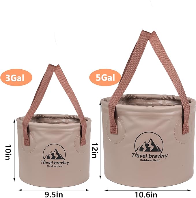 Multifunctional Portable Folding Bucket Water Supplies for Outdoor Garden Camping Fishing Car Wash Space Saving (15L and 20L, Grey)