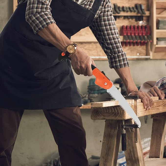 Folding Pruning Saw, Hand Held Design Jab Saw for Trimming Gardening Camping Hiking PVC Bone Cutting Wood, Portable Survival Foldable Saw with Rugged Blade(7") Ergonomic Non-Slip Handle Security Lock