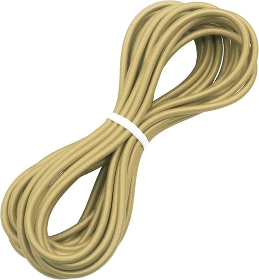 1/4" Elastic Bungee Shock Cords, 50 Feet Marine Grade Kayak Heavy Stretch String Rope & Tie Down Trailer Straps for DIY Projects Tan