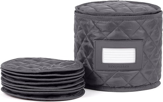 Covermates Keepsakes - Dish Storage - Padded Protection - ID Window - Stain Resistant - Machine Washable - China Storage, Slate