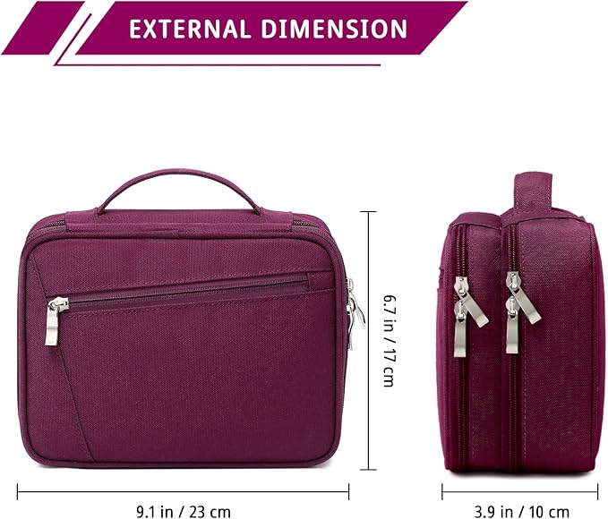 mygreen Electronics Travel Organizer, Watreproof Electronic Accessories Case Portable Double Layer Cable Storage Bag for Cord, Charger, Flash Drive, Phone, Ipad Mini, SD Card, Gifts for Him Red