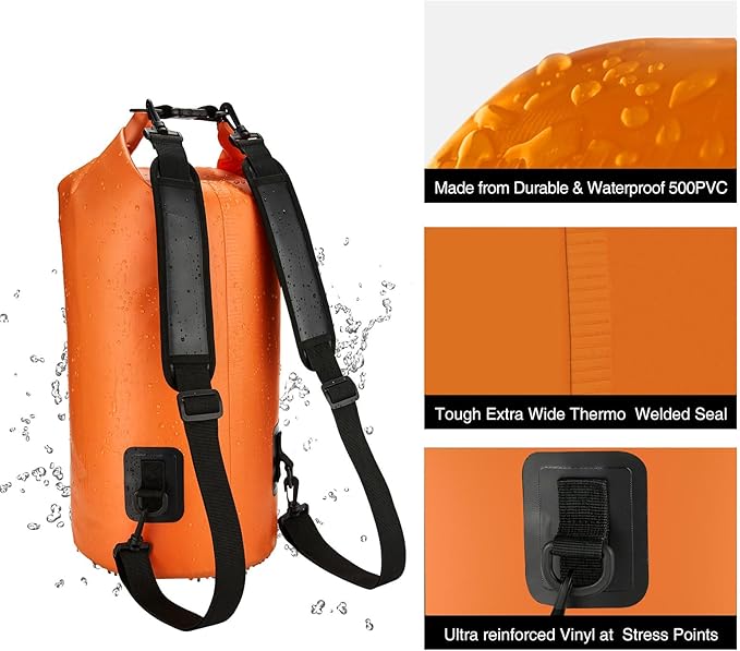 Piscifun Dry Bag, Waterproof Floating Backpack 5L/10L/20L/30L/40L with Waterproof Phone Case for Boating, Kayaking, Fishing