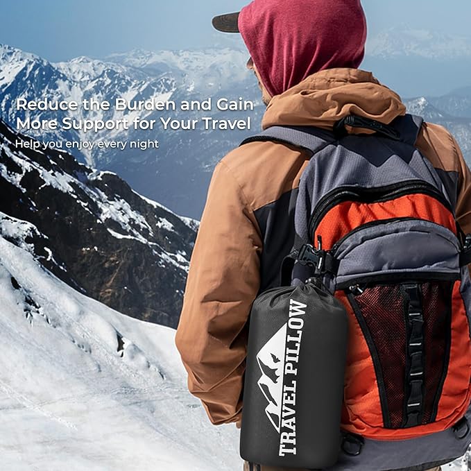 Travel Pillow Memory Foam Pillows, Camping Pillow-Compressible Medium Firm, Breathable Cover, Ideal Backpacking Hiking, Bed Pillows, Airplane and Car (Apricot Powder, S)