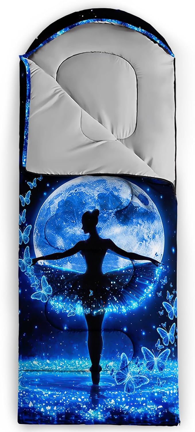 AILONEN Outer Space Astronaut Camping Sleeping Bags,Lightweight & Waterproof,3 Season Warm & Cool Weather,Cartoon Sleeping Bags for Kids,Boys Girls Travelling,Outdoors