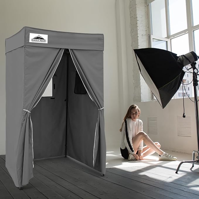 EAGLE PEAK Flex Compact 4x4 Pop-up Canopy Changing Room, Portable Privacy Dressing Room for Indoor Fashion Photoshoots, Camping, or Pool, Dark Gray