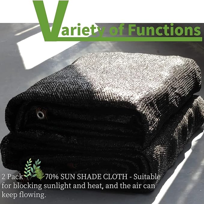 UCINNOVATE 2 Pack 70% Sunblock Shade Cloth 10ft x 10ft Shade Net Greenhouse Covers Fabric Mesh Tarp, Sunshade Sunscreen UV Resistant Netting with Grommets for Garden Patio Lawn Plant Outdoor Parking