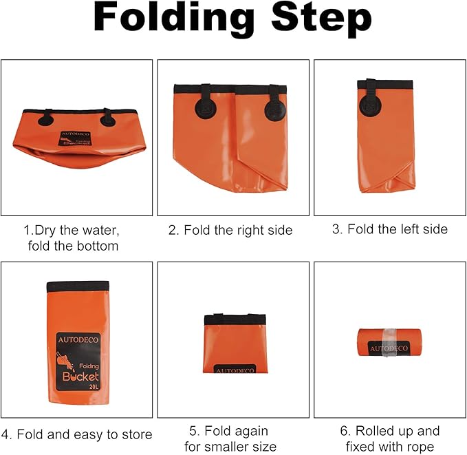 AUTODECO 2 Pack Collapsible Bucket 5 Gallon Container Folding Water Bucket Portable Wash Basin for Outdoor Travelling Camping Fishing Gardening Car Washing 20L