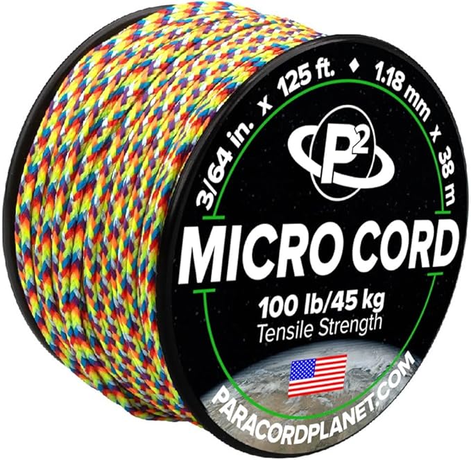 Paracord Planet Micro Paracord – Thin Braided Cord for Crafting, Fishing, and DIY Projects in 125 ft Spools – Trippin