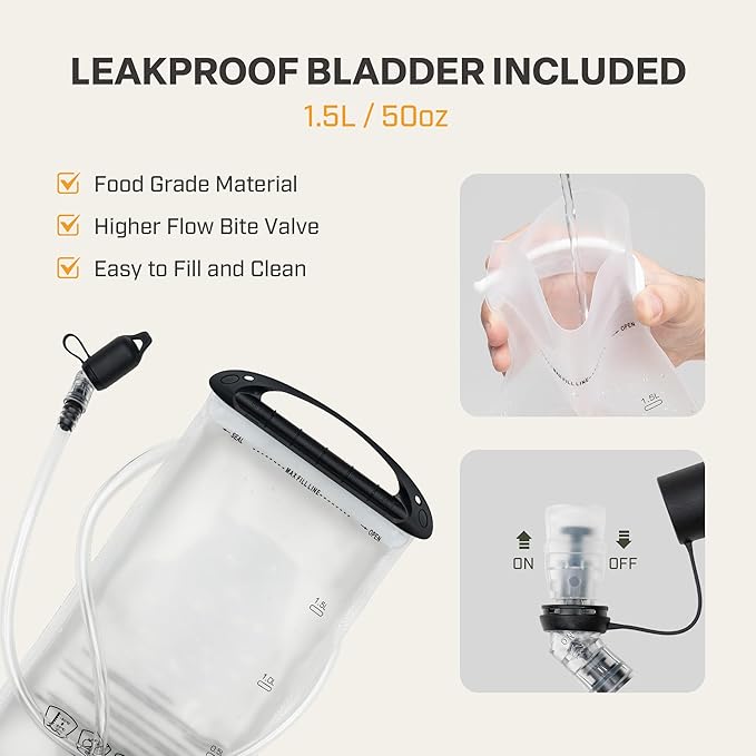 EVERFUN Hydration Backpack Running Vest Small Hiking Water Backpack with 1.5L Water Bladder for Women Men, Lightweight Reflective Dayhike Hydro Pack for Trail Running, Biking, Race, Marathons