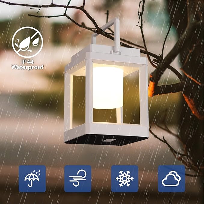 Solar Lantern Outdoor Table Lamp: Portable Waterproof LED Light - Hanging Solar Lamp Rechargeable Lights for Patio Camping