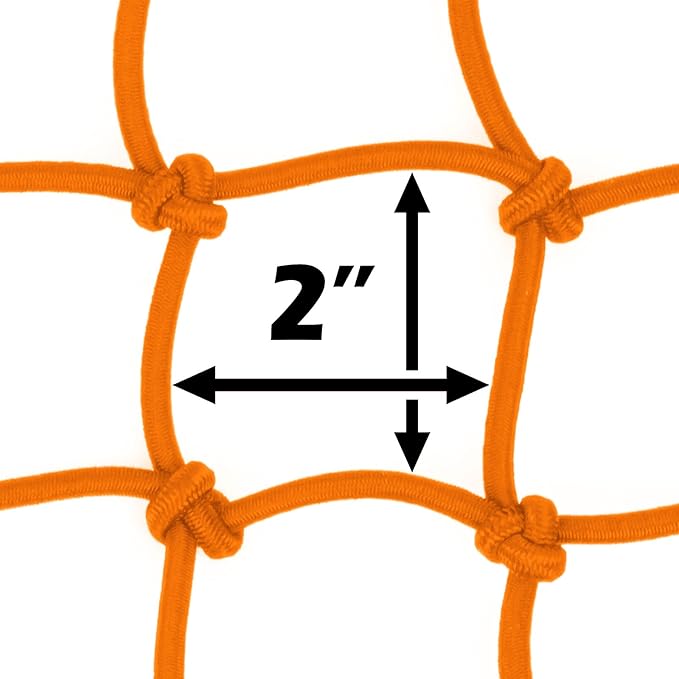 PowerTye 50159 Orange 15"X15" Cargo Net Featuring 6 Adjustable Hooks & Tight 2"x2" Mesh (Each)