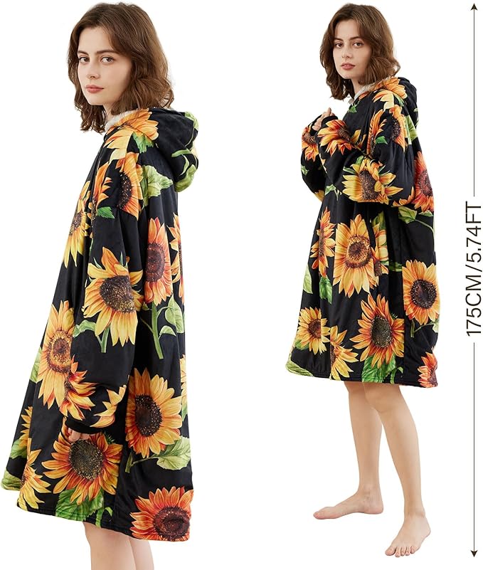 LetsFunny Blanket Hoodie,Oversized Wearable Sherpa Fleece Blanket Sweatshirt,Super Soft Warm Cozy with Giant Pocket,Gifts for Women Men Adults Teenagers Kids, One Size Fits All