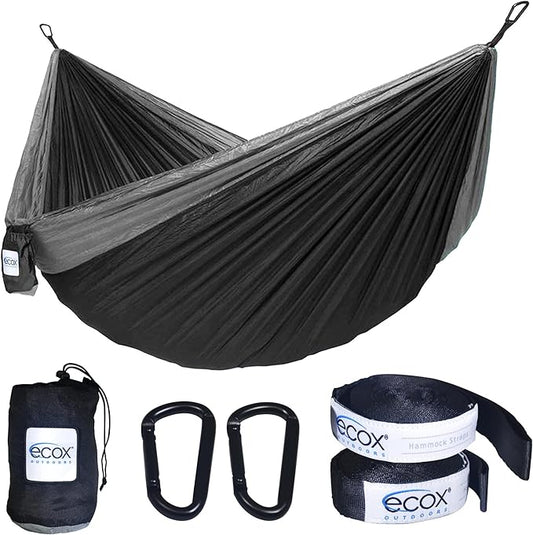 Outdoors Parachute Hammock Single with 2 Tree Straps, Portable Lightweight Nylon Comfortable for Backpacking, Camping, Travel, Beach, Backyard, Patio, Hiking