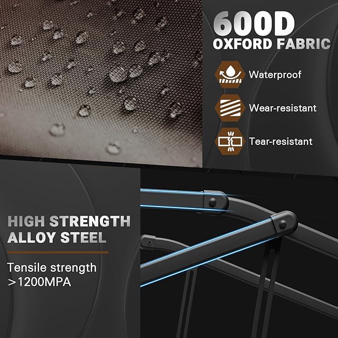 LEVELEVE Heavy Duty Folding Wagon - 2-in-1 Collapsible Cart, 650lb Capacity, All-Terrain Wheels w/Brakes & Side Pockets (Brown)