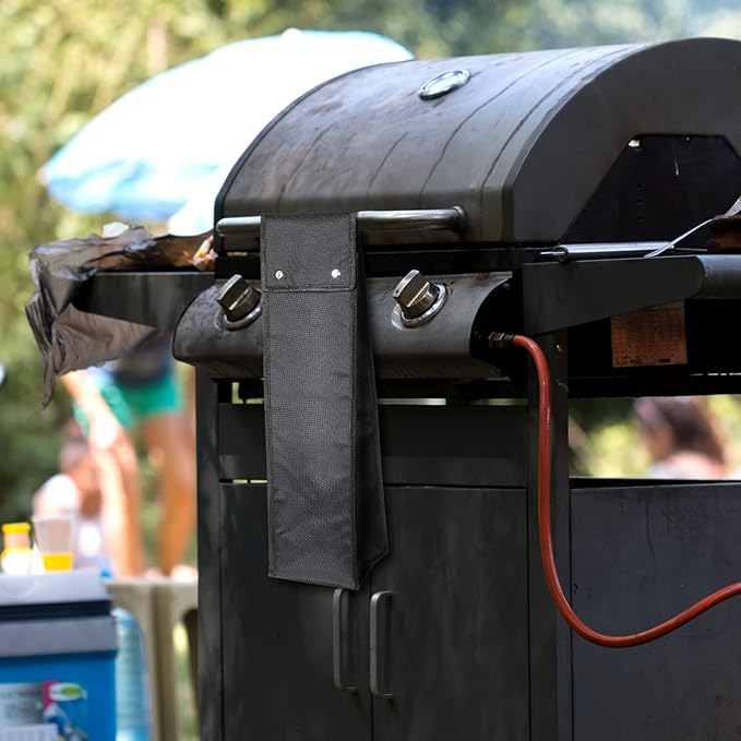 Grill Utensil Storage Bag BBQ Tool Storage Bags Barbecue Hardware Tool BBQ Utensil Holder Pouch Oxford Cloth Accessory Foldable for Camping Hiking(1 Pcs,Black)