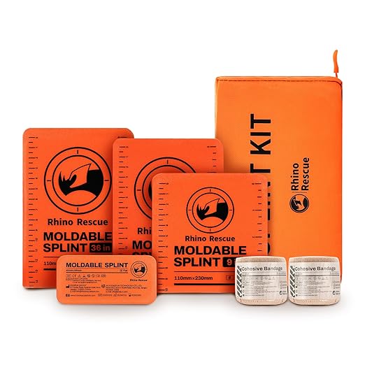 RHINO RESCUE First Aid Splint 36" X 4.3" Orange-Gray, Keep Bones in Position (4, Splint Bundle)