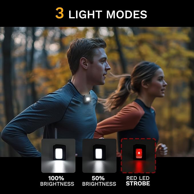 Running Light, 4Pack Reflective Running Gear for Runners, USB Rechargeable LED Light, Clip on Running Lights with Runners and Joggers for Camping, Hiking, Running, Outdoor Adventure